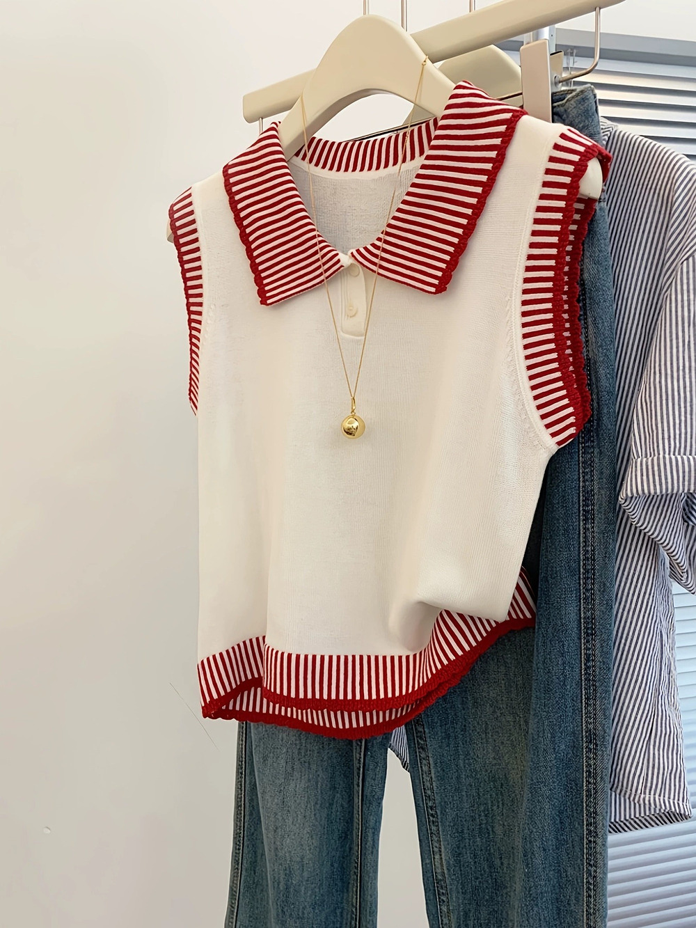 ZARA Womens Summer Striped Contrast Knit Cropped Sleeveless Tank Top